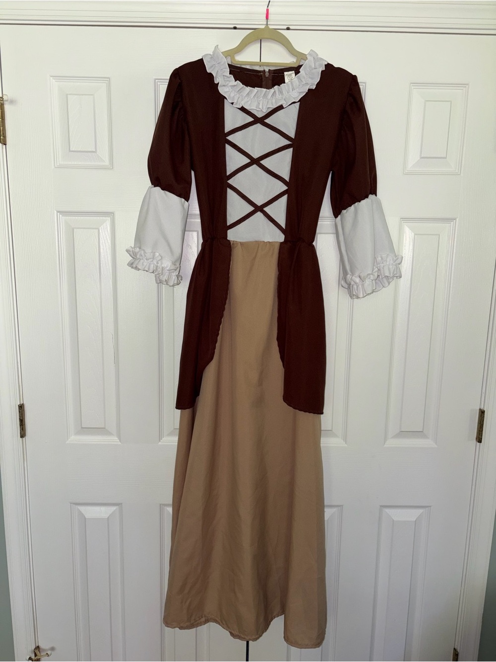 Classic Brown & Tan Colonial Peasant Costume Dress woman size 8-10